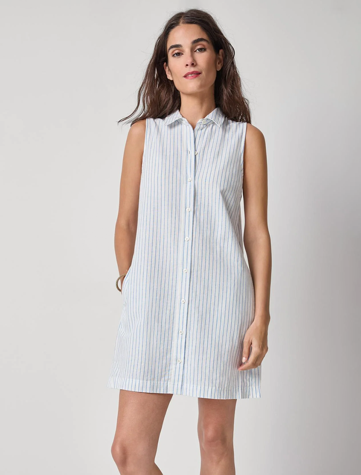 button down dress in capri stripe