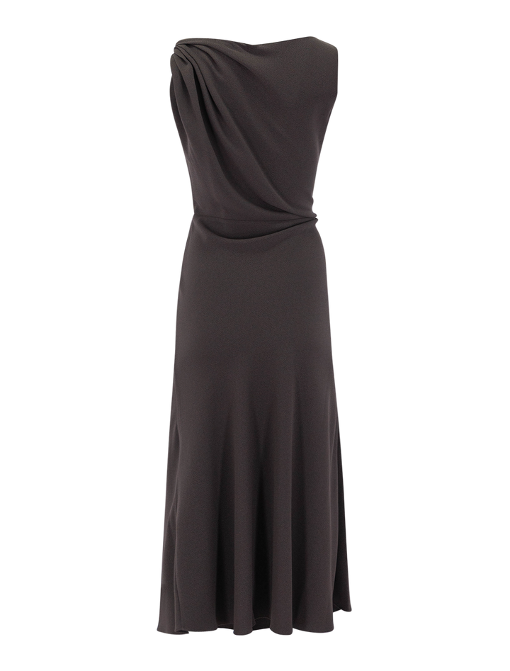 shoulder twist dress in cacao