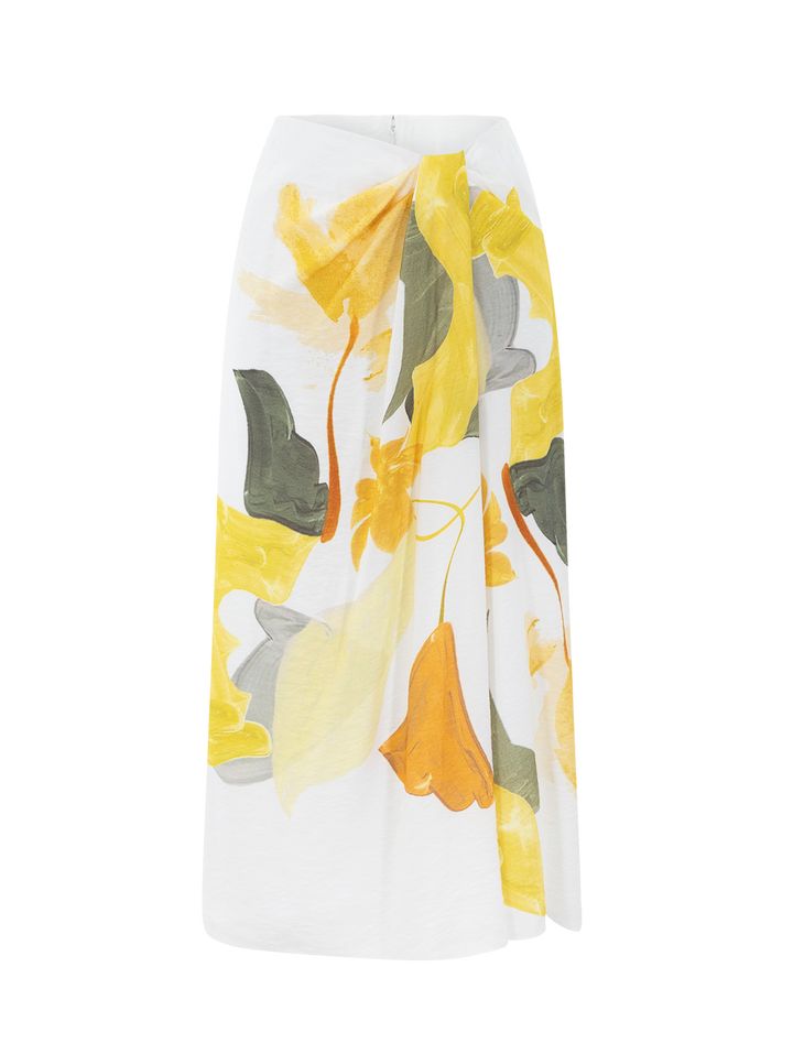 painted abstract draped skirt