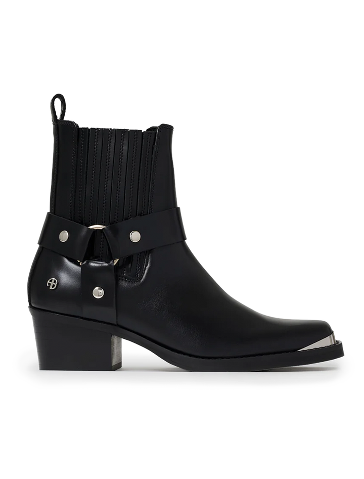mid biker boots in black