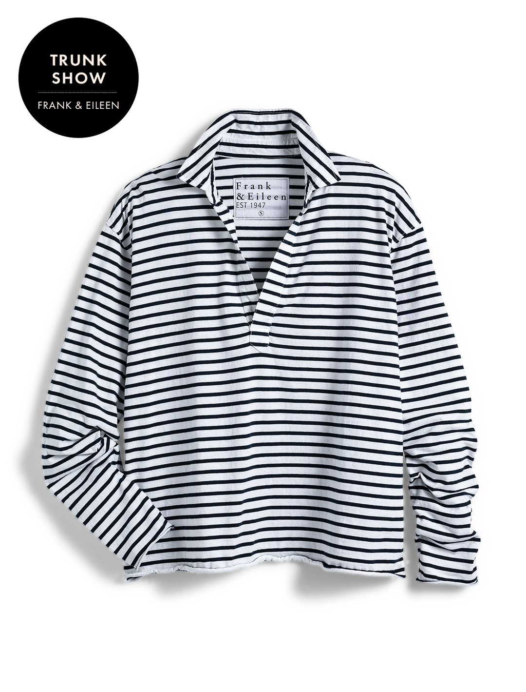 patrick popover henley in white and navy stripe