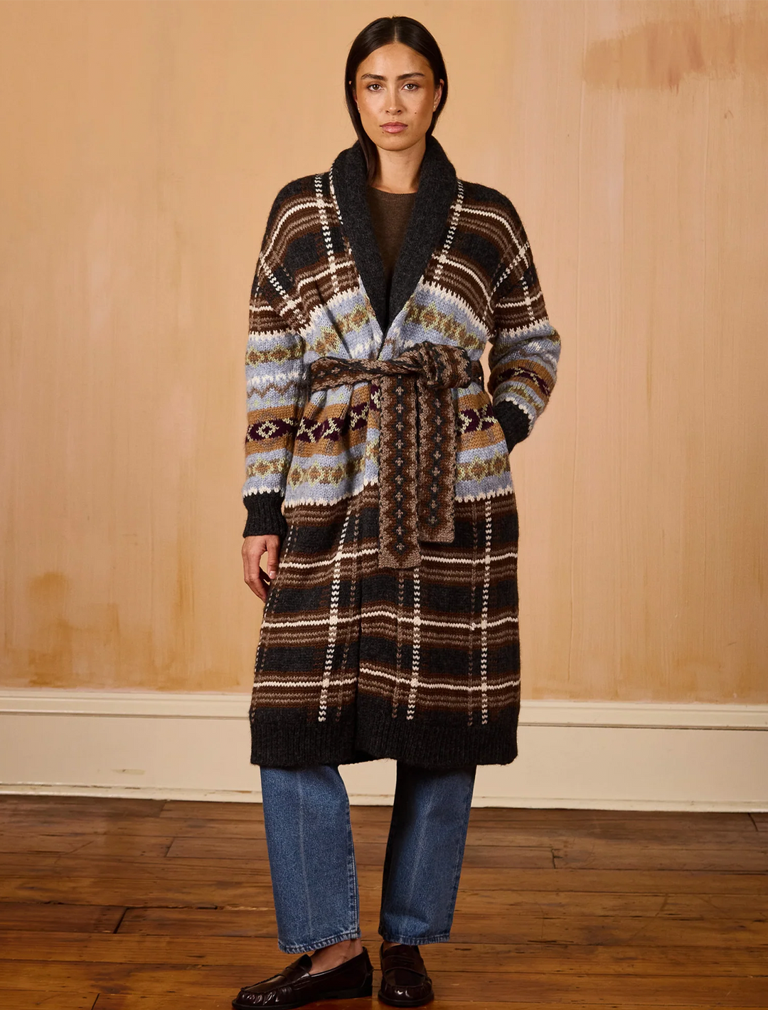 bianca robe in black plaid
