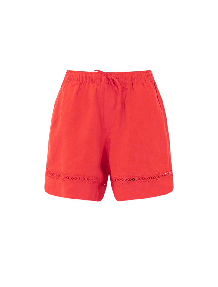 stella linen trim short in scarlet