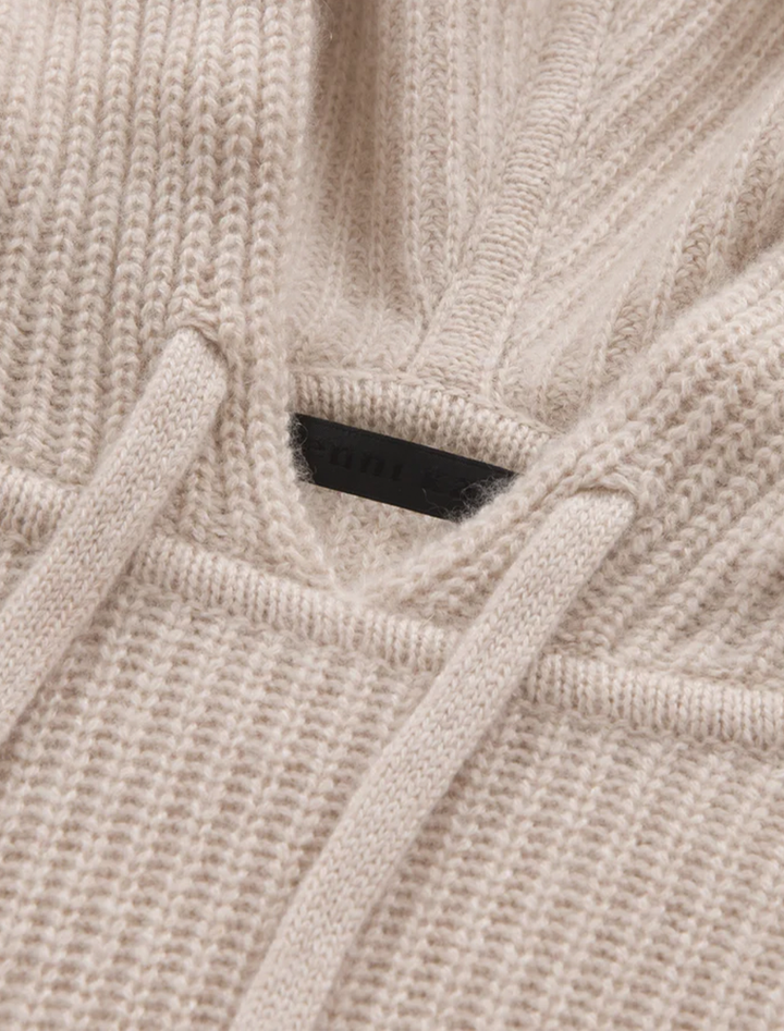 cashmere fisherman hoodie in oatmeal