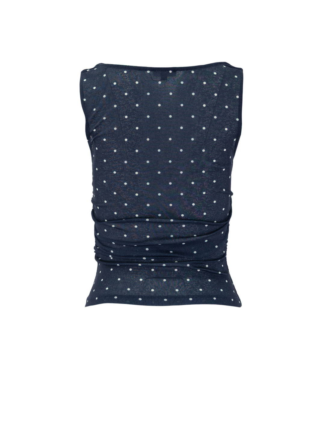 fete top in navy polka dots