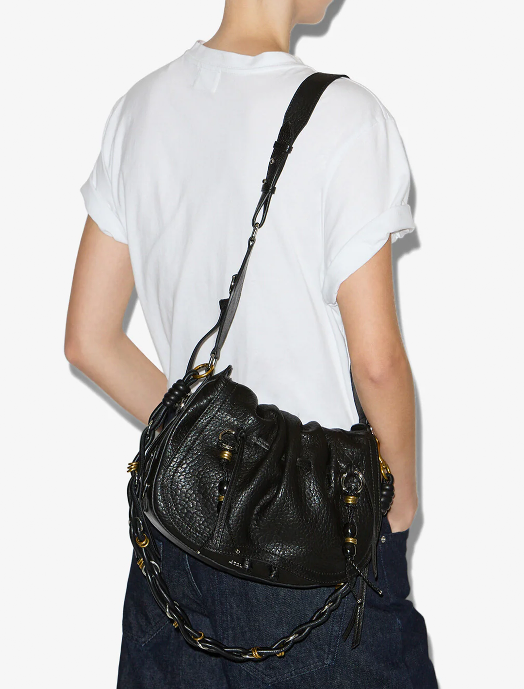 bolton bag in black bubble leather
