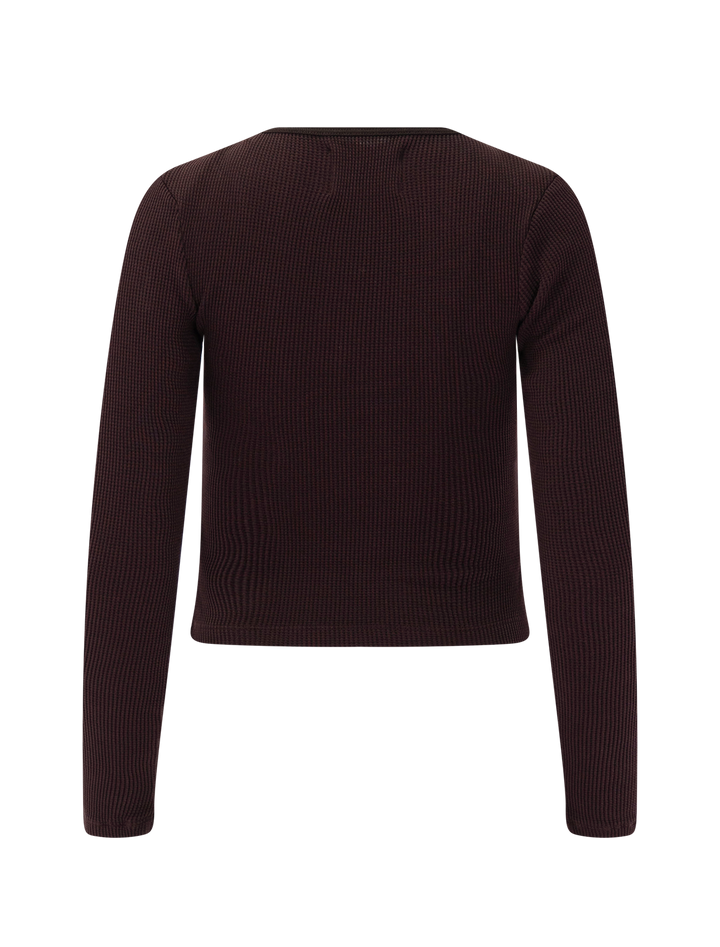long sleeve baby waffle tee in mahogany
