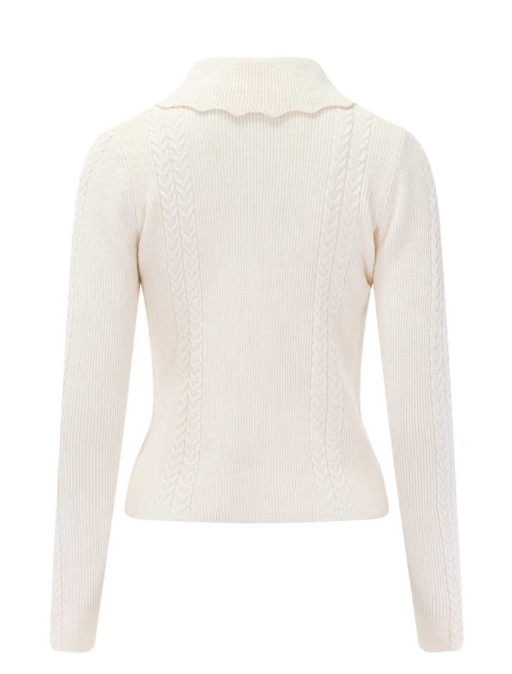 ivy cable knit polo in ivory