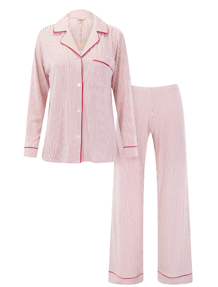 gisele pajama set in holly red stripe print