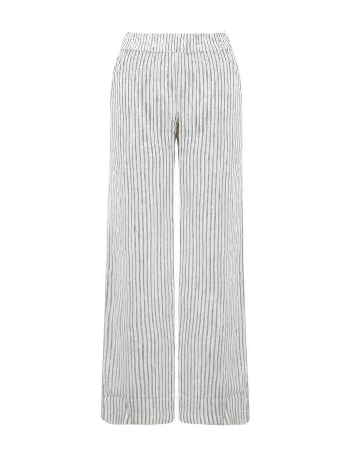 allison hemp trousers in cream and navy stripe