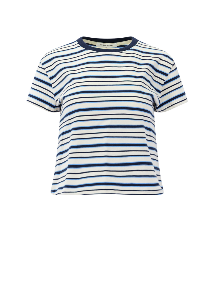 dawn stripe tee in navy pacific