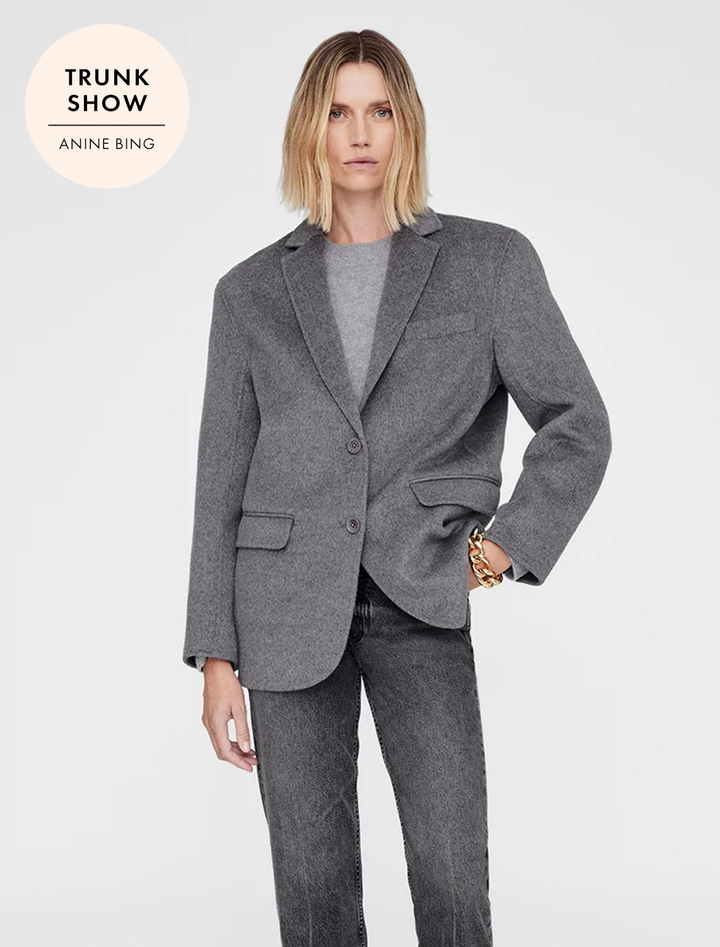 quinn cashmere blend blazer in heather grey