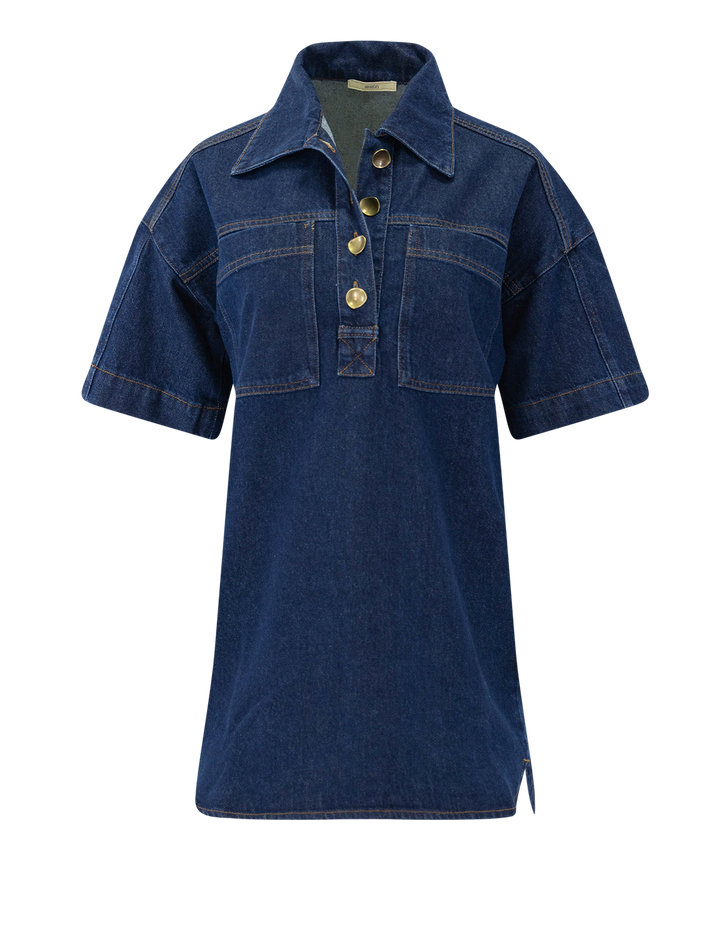 nimaya dress in blue denim
