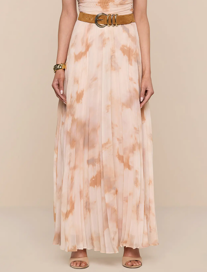 torin pleated maxi skirt in frappe tie dye