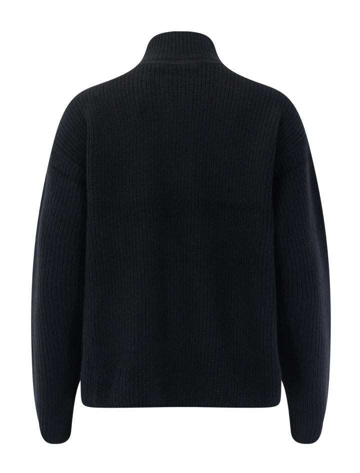 cashmere half zip in black
