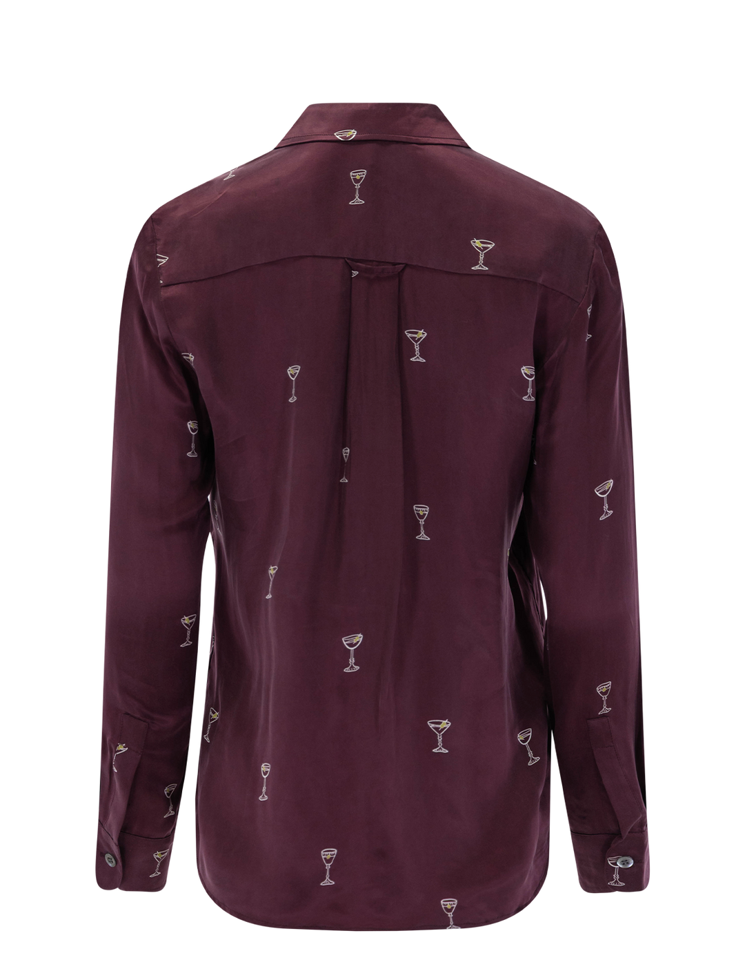alyssa top in oxblood martini print