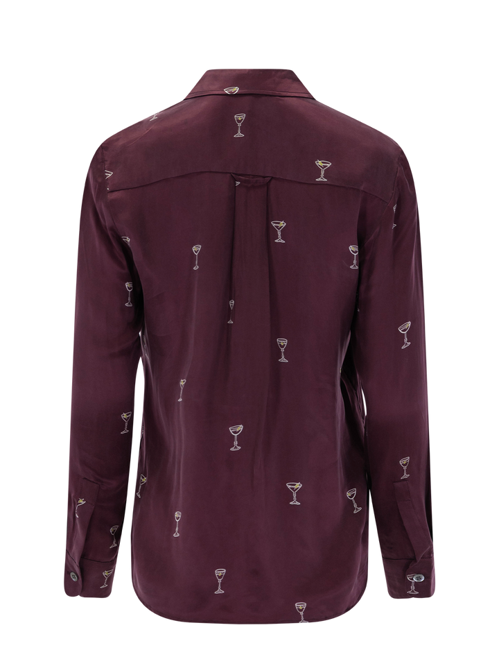 alyssa top in oxblood martini print