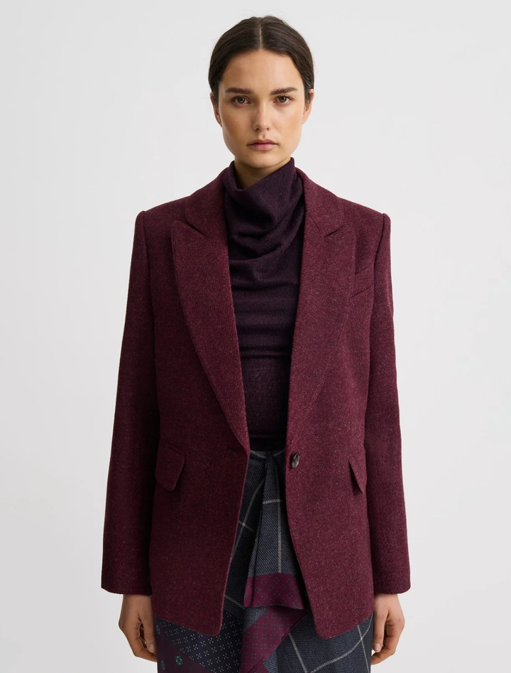 oversized long lapel blazer in bordeaux