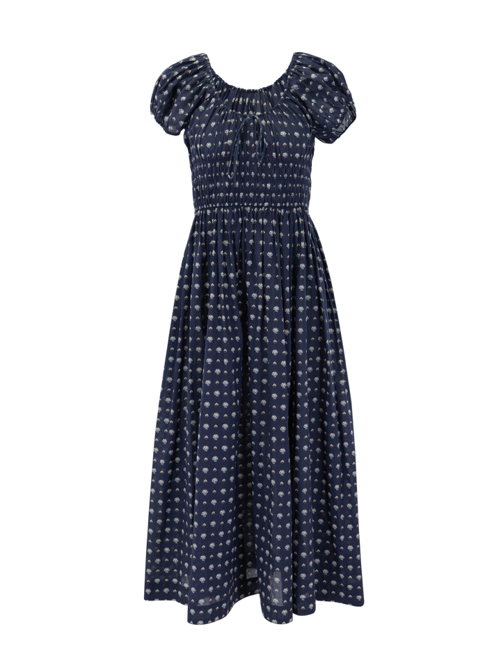 quinn dress in bleu foulard de la mer