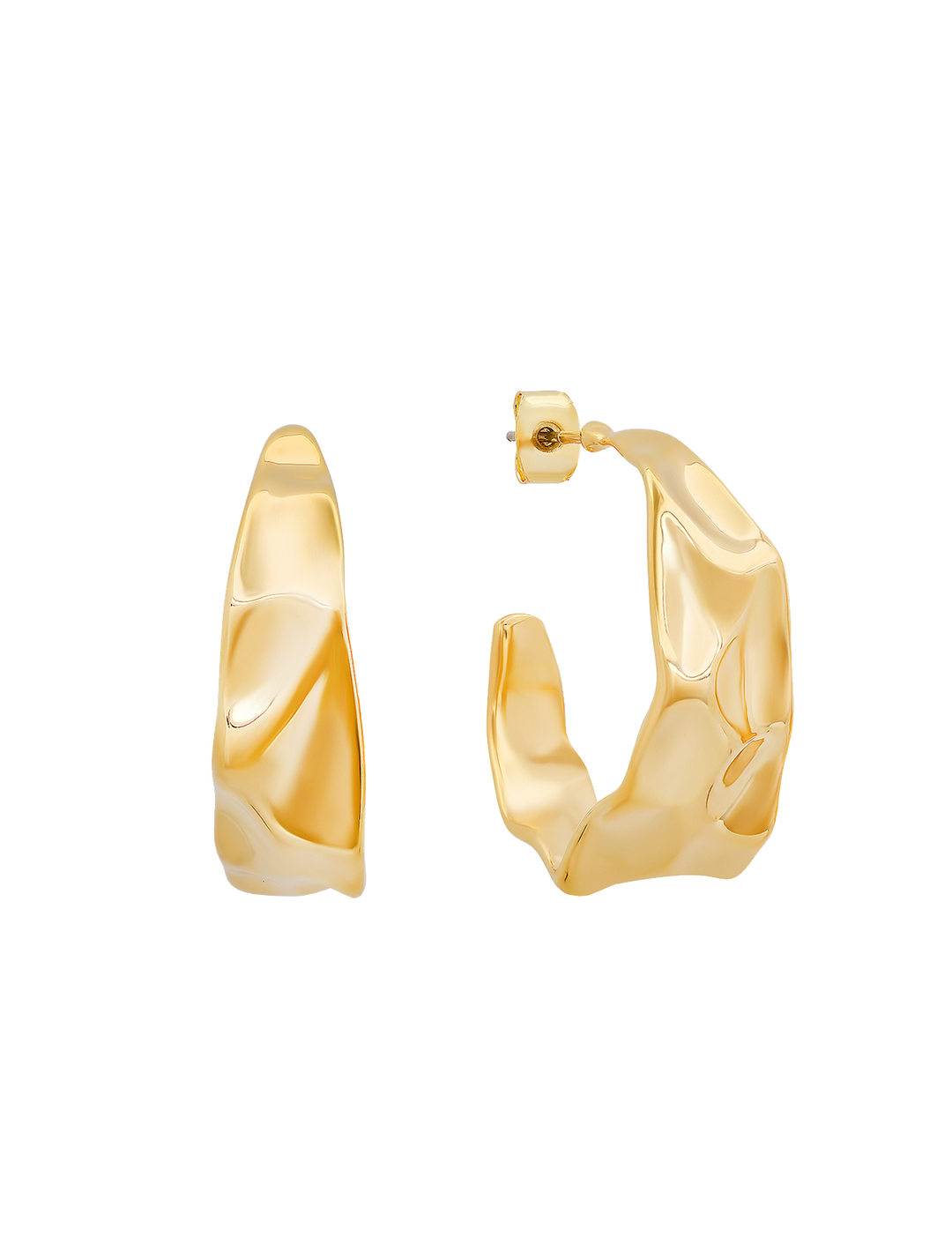 hammered gold huggies