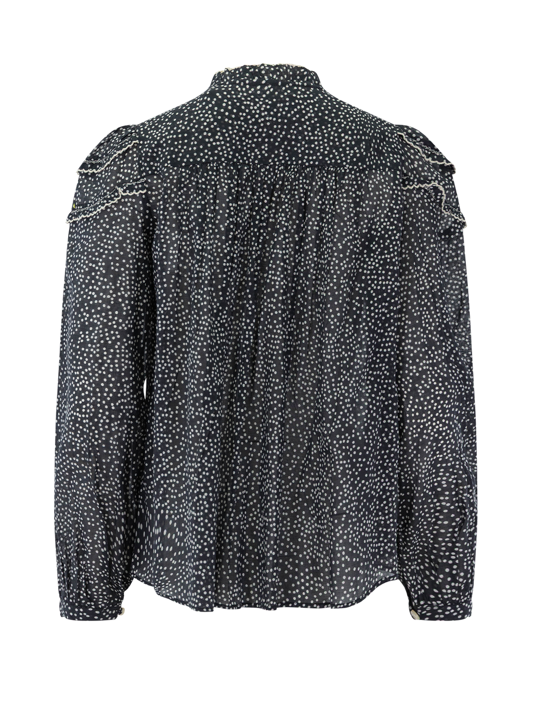 christa blouse in black and ecru dot