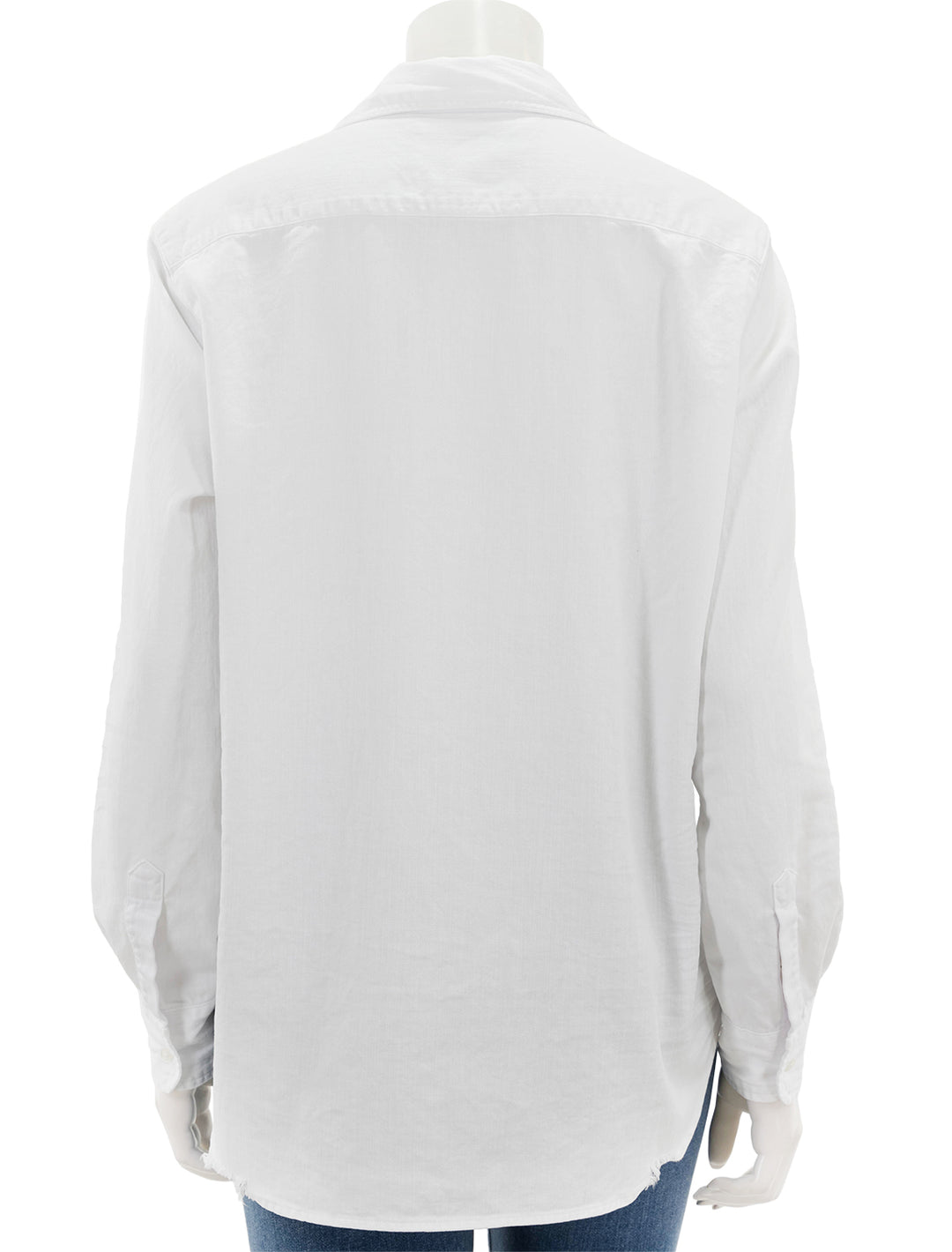Back view of Frank & Eileen's eileen shirt in distressed white denim.