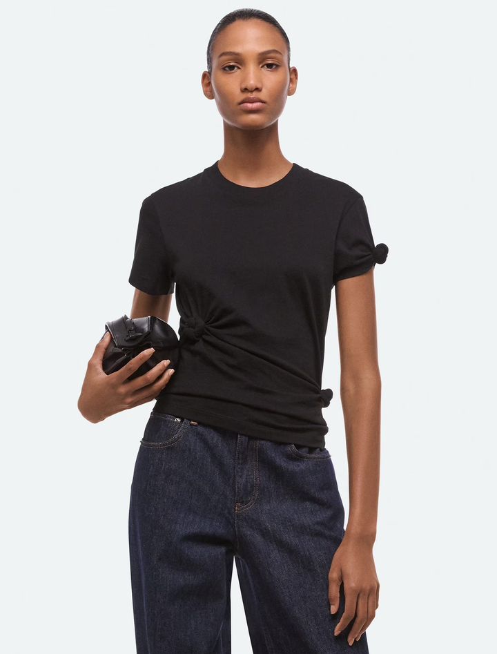 knot baby tee in black