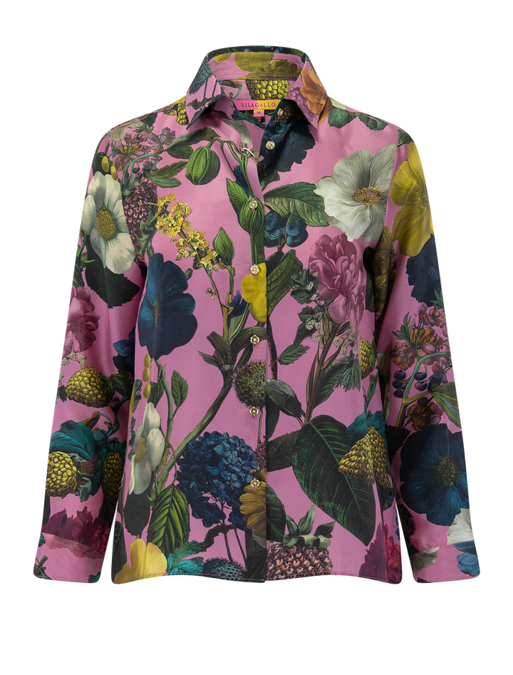 tea blouse in floral pink print