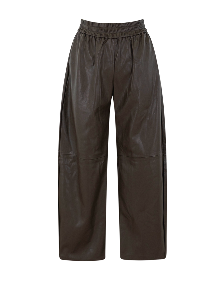 just faux leather pant in kaki
