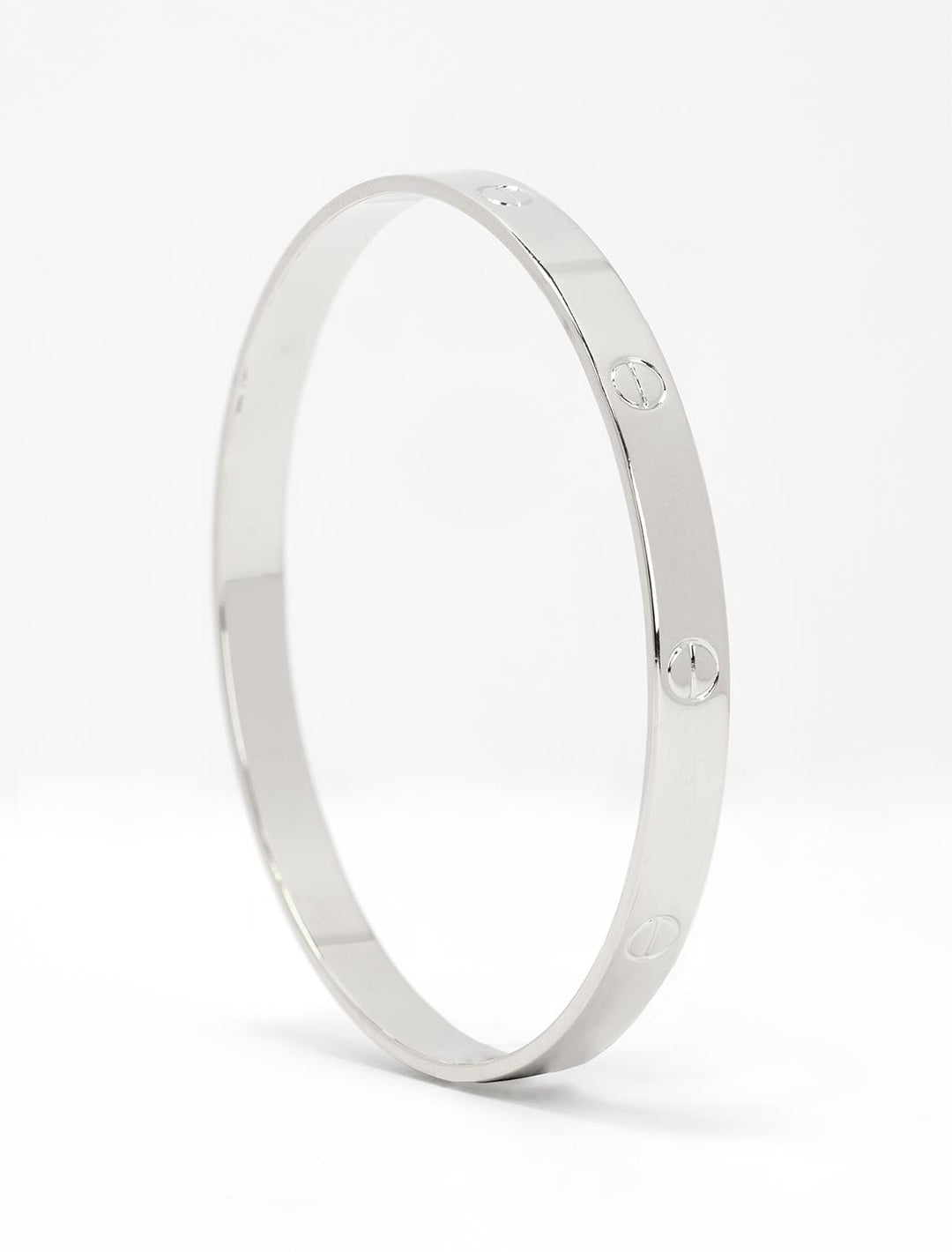 silver bangle with screw accents