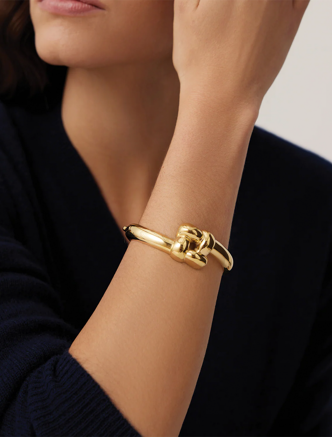 woven square bangle in gold
