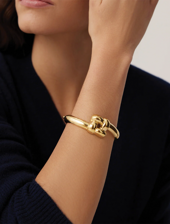 woven square bangle in gold