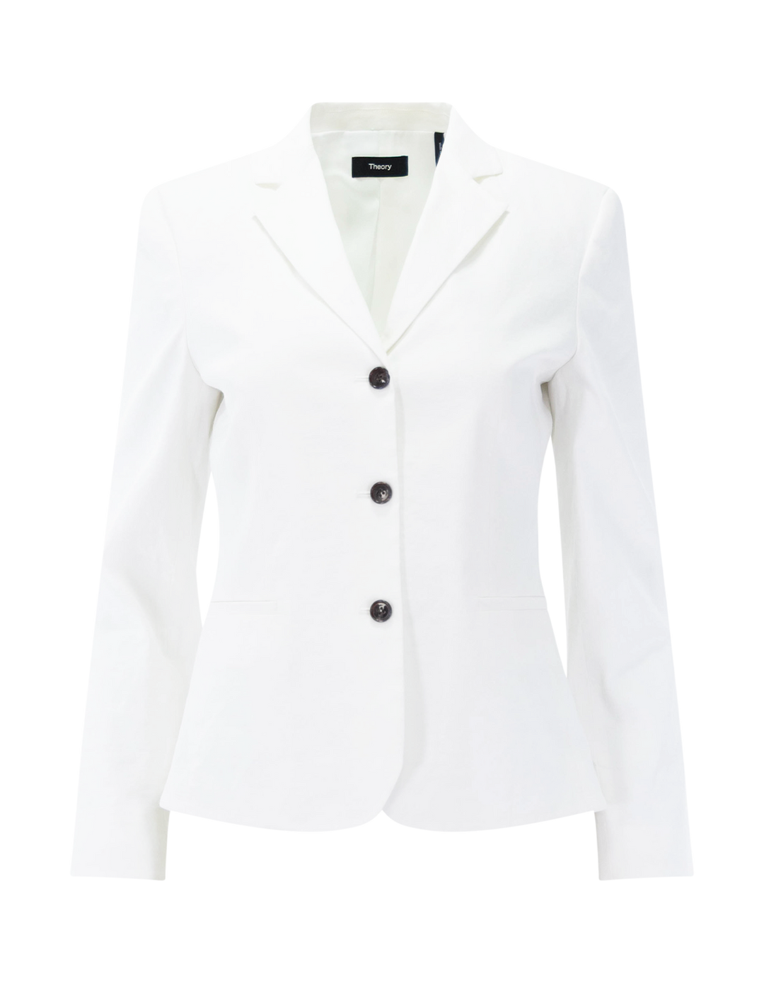 shrunken three button blazer in white