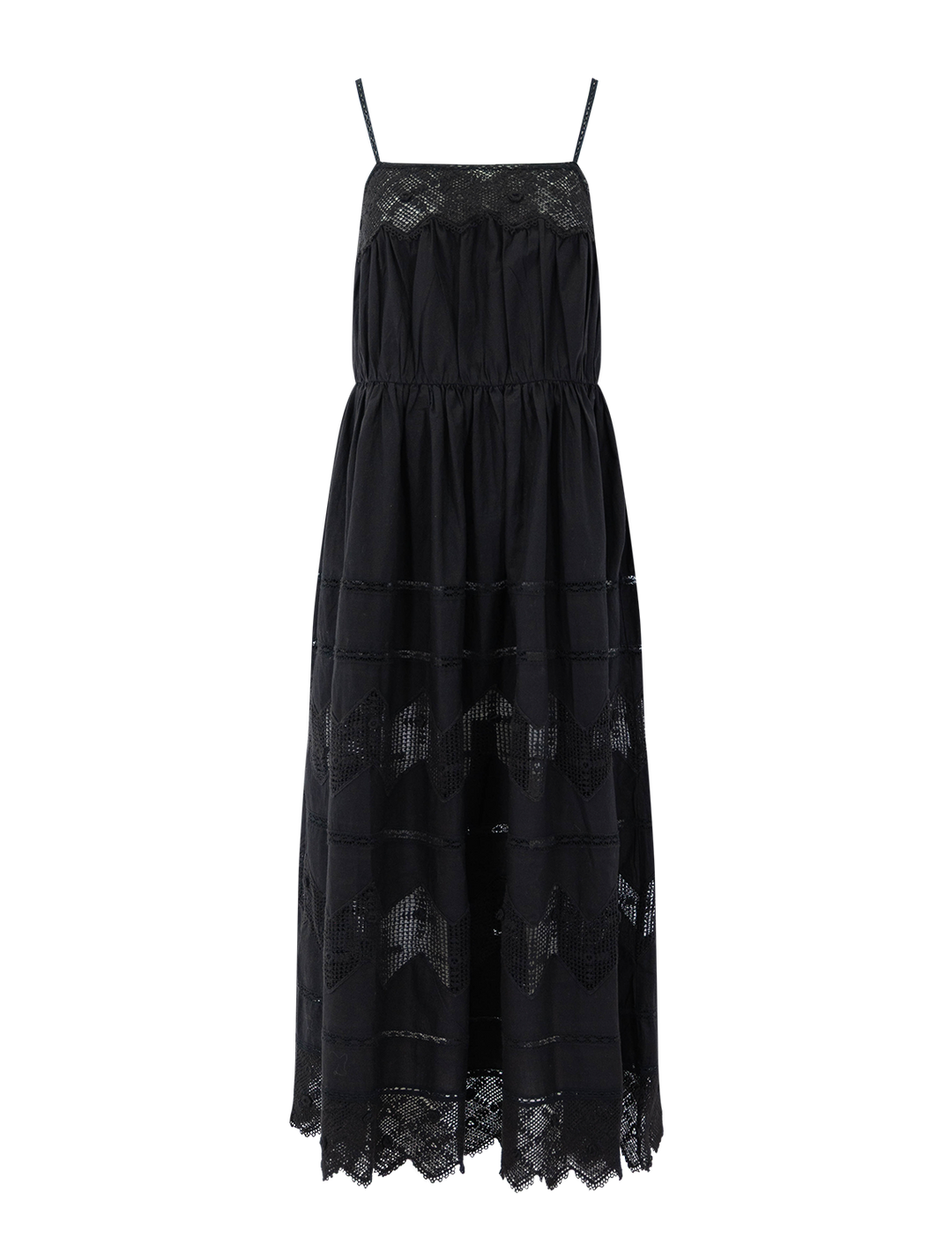 The Great - The Rosette Crochet Dress In Black - Size 0 (Xs) The Great - The Rosette Crochet Dress In Black - Size 0 (Xs)