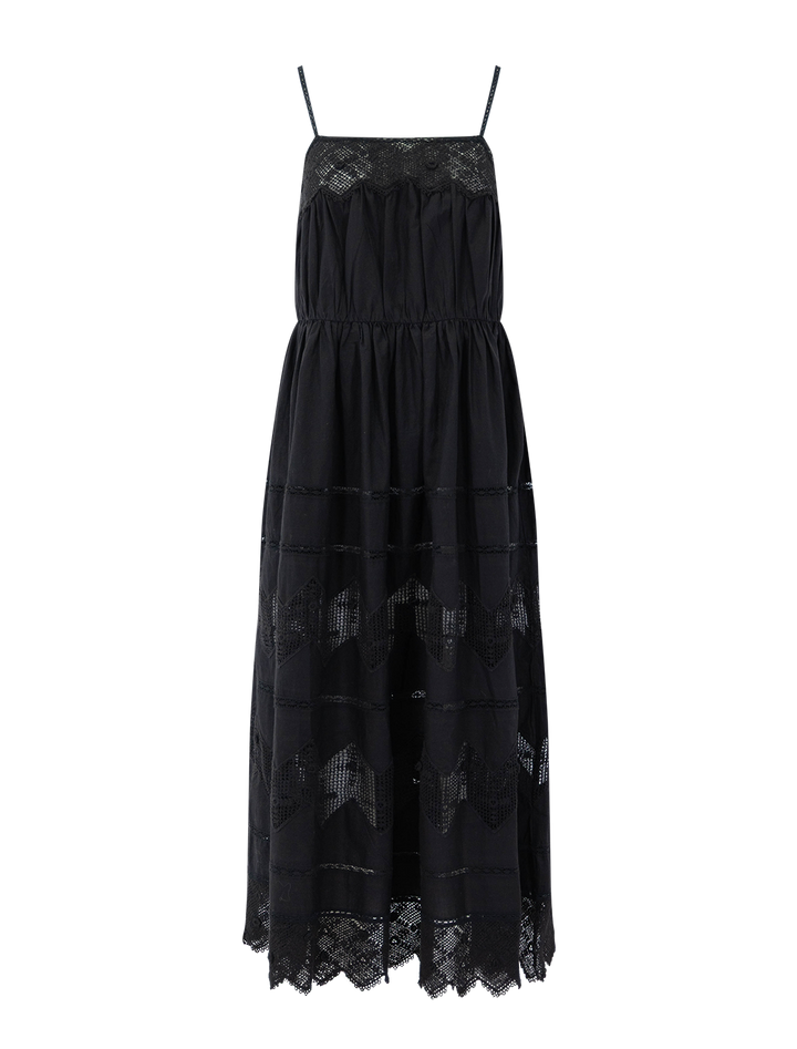 the rosette crochet dress in black