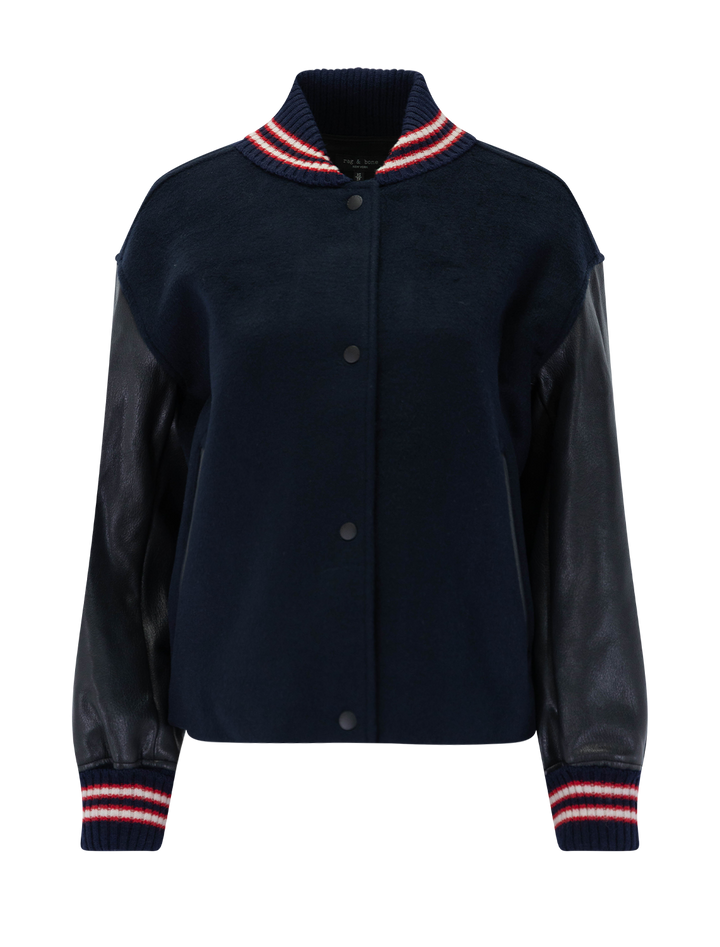 scarlet varisty jacket in salute