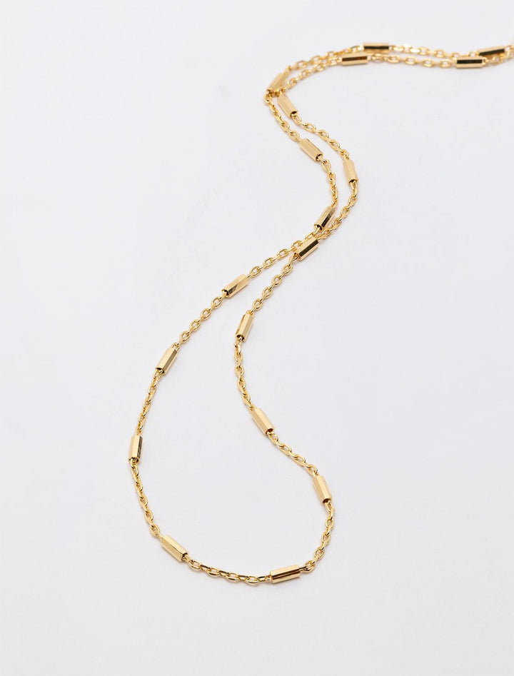 bar and link chain necklace in gold
