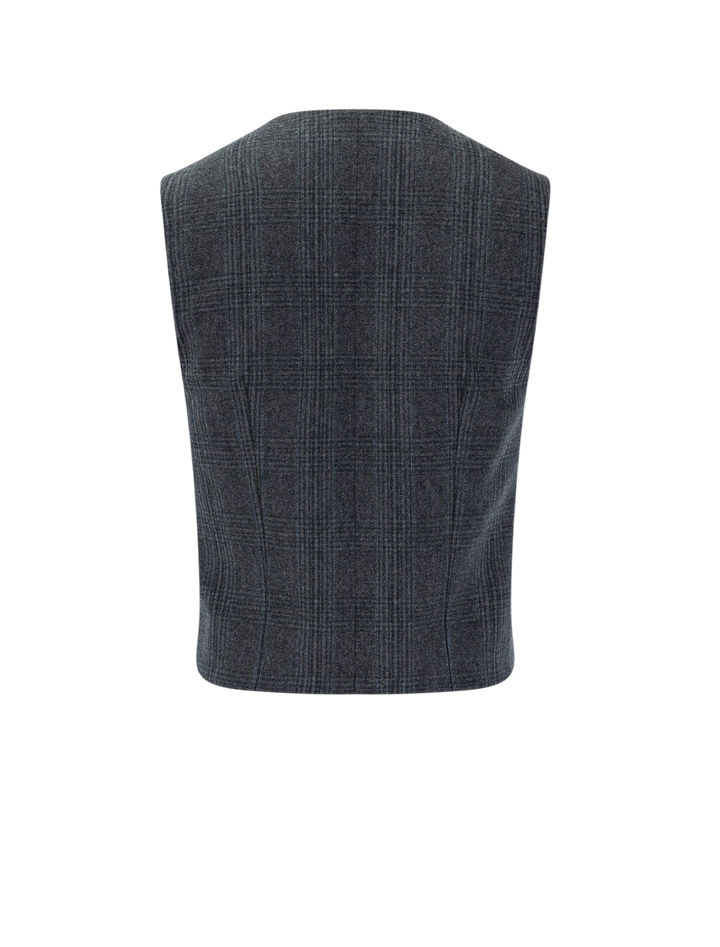ismael tailored vest in grey and blue check