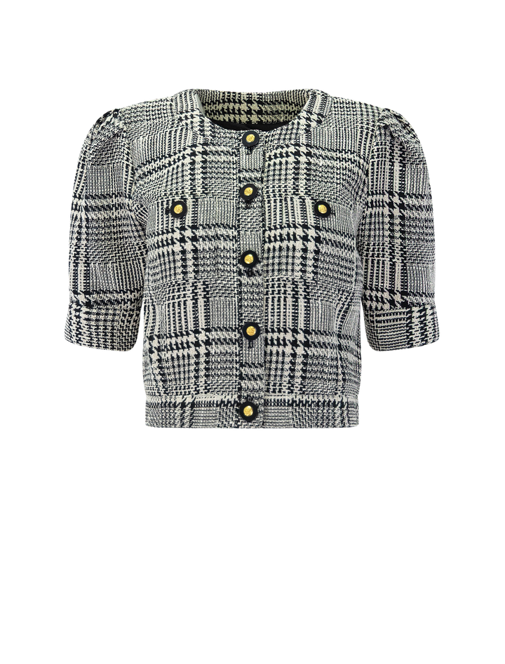 allegra jacket in black and white glen plaid