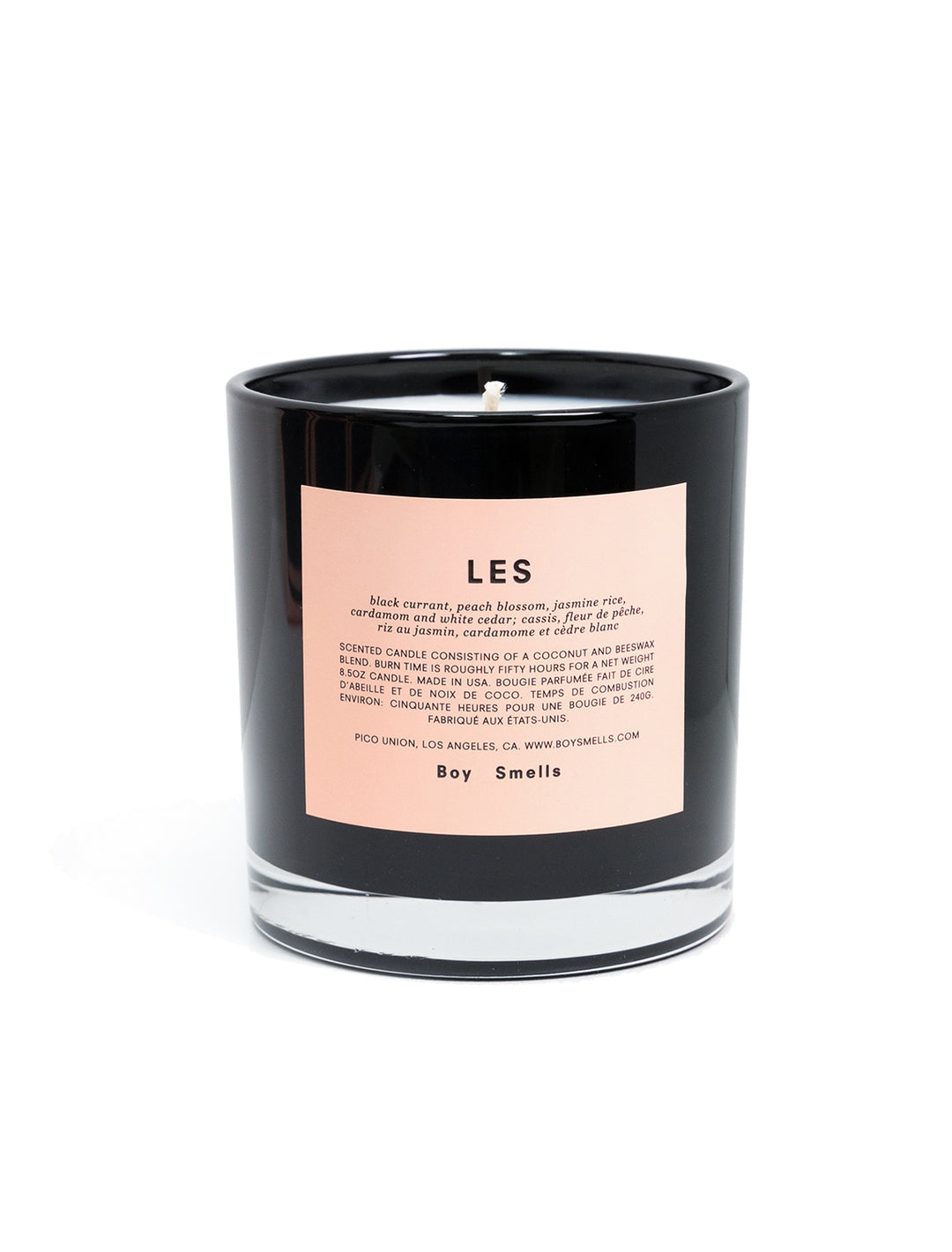 Front view of Boy Smells' LES candle.