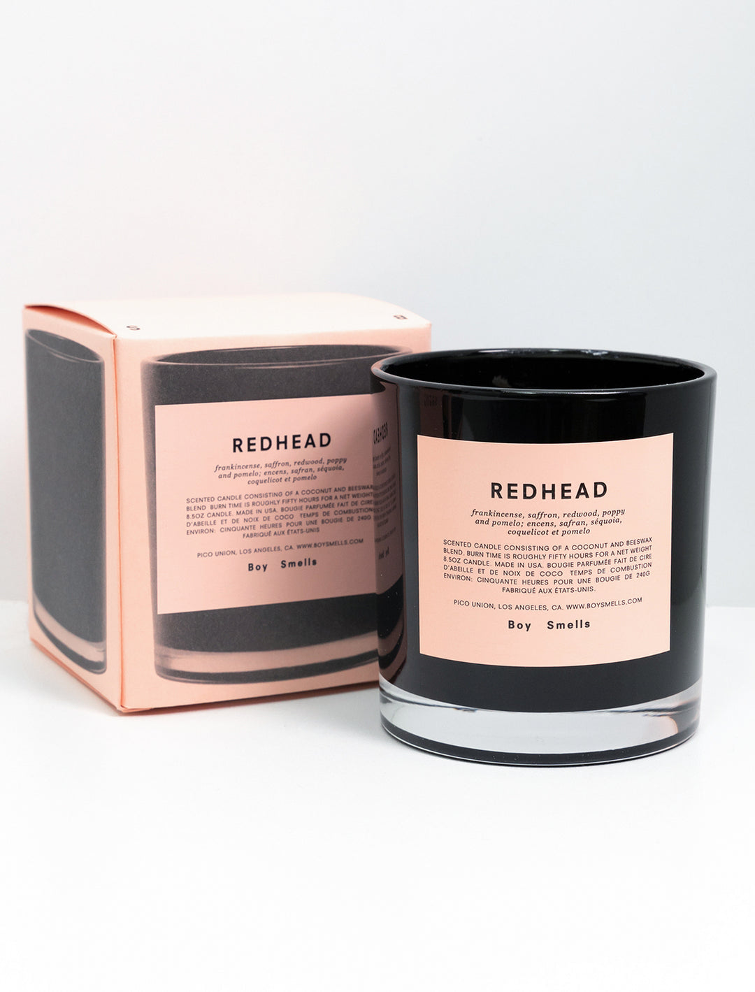 Product packaging of Boy Smells' Redhead candle.