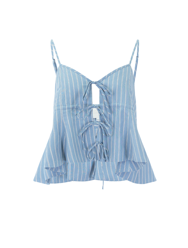larissa tie front cami in capri stripe