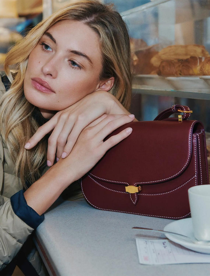dash saddle bag in burgundy leather