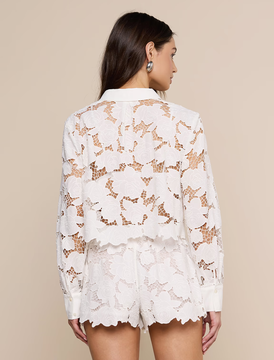 seychelle cropped eyelet blouse in ivory