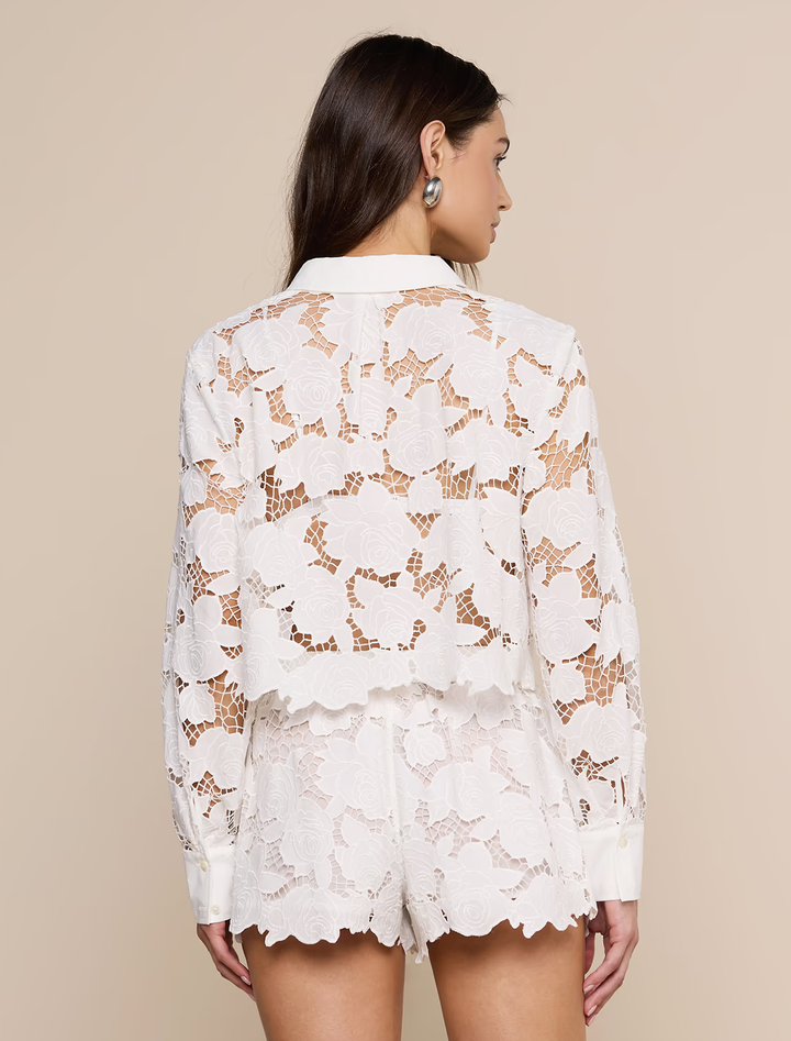 seychelle cropped eyelet blouse in ivory