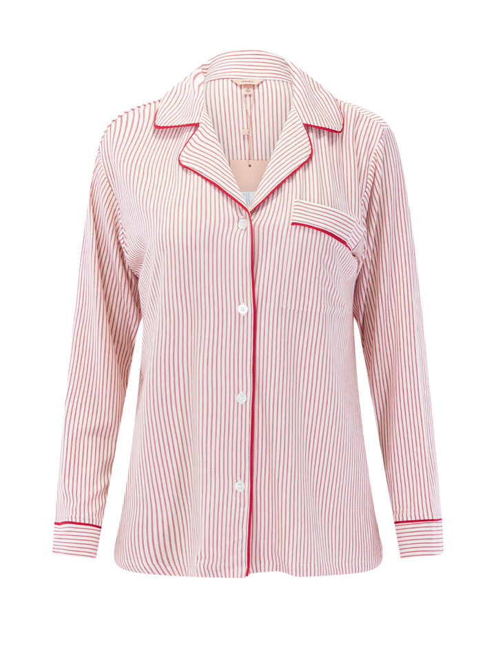 gisele pajama set in holly red stripe print