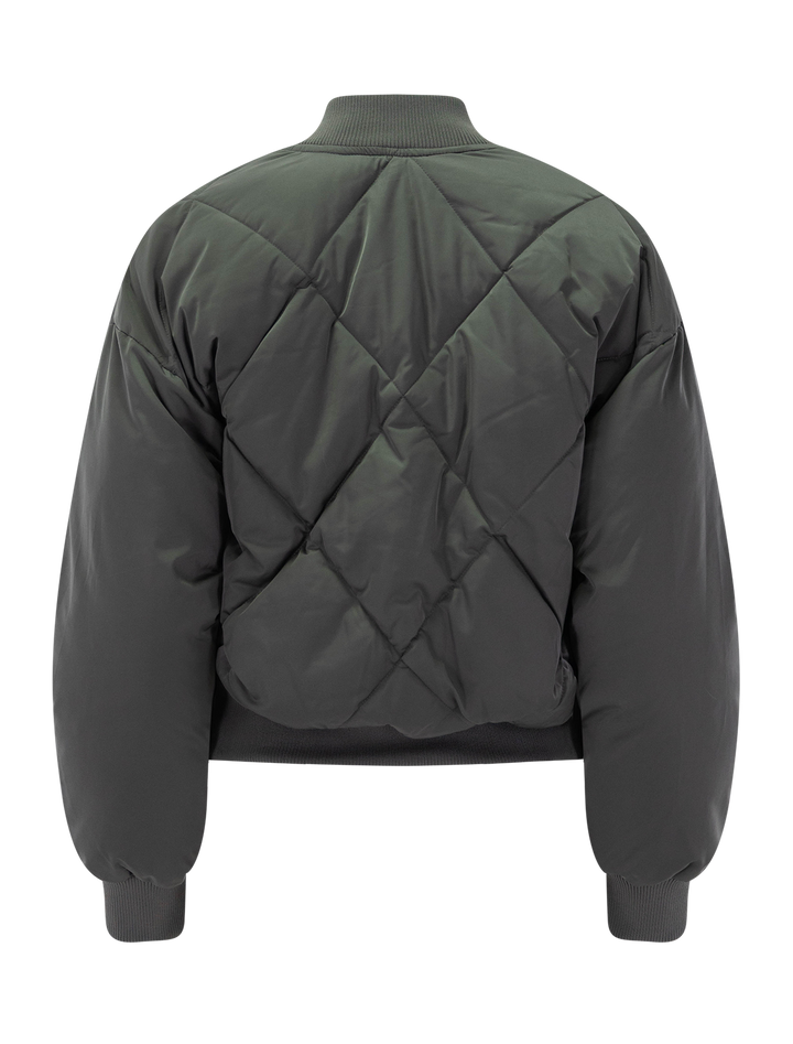 violeta reversible puffer in olive charcoal herringbone