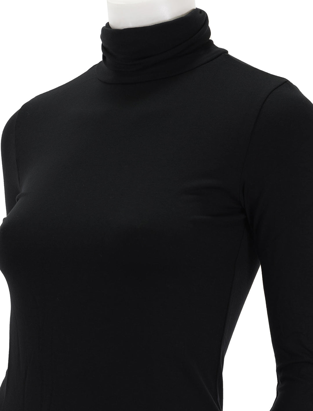 Close-up view of L'agence's aja modal turtleneck in black.