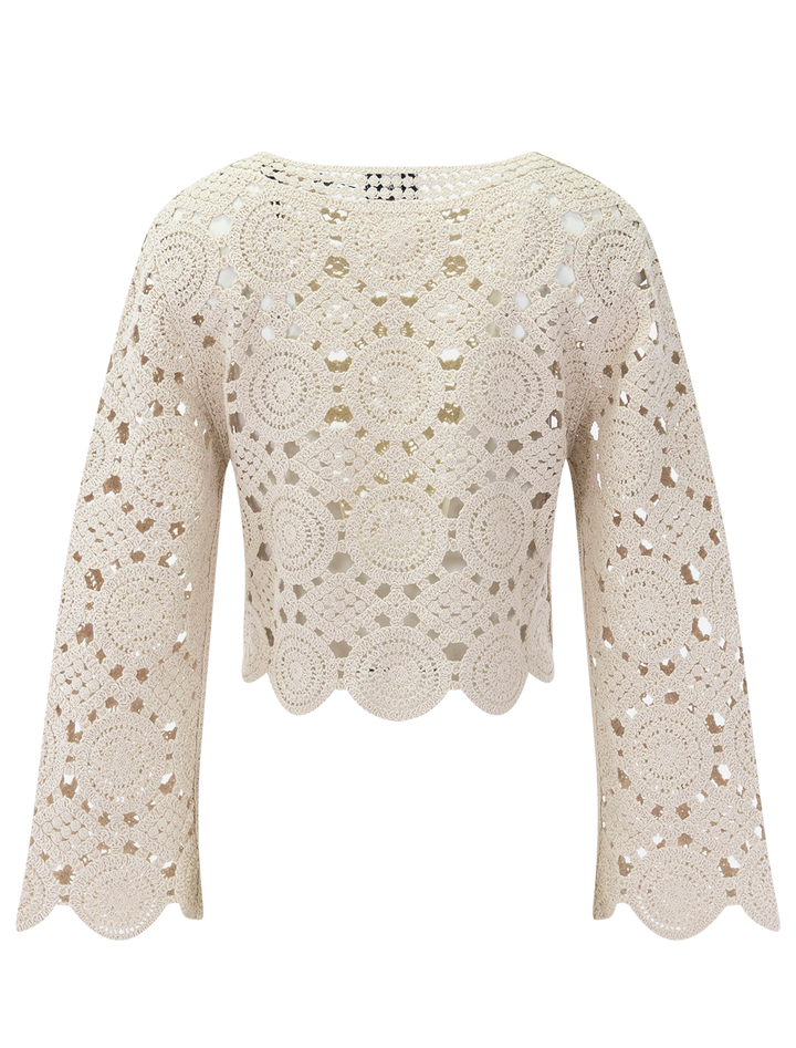 romie crochet pullover in pampas