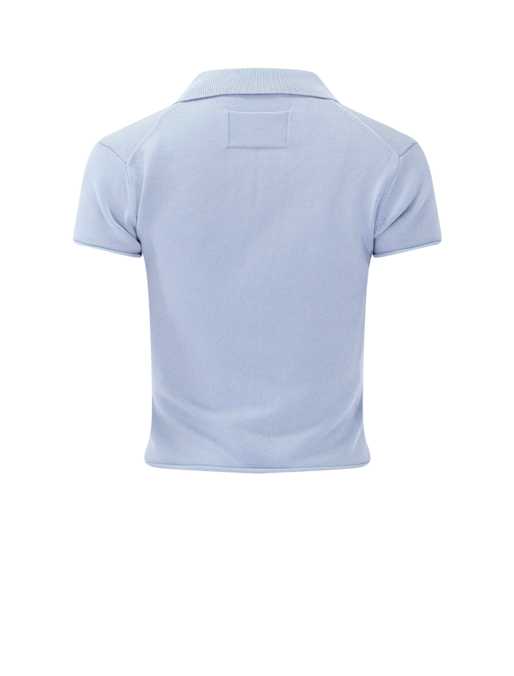 casual shrunken polo in pale blue